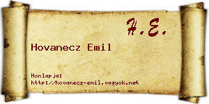 Hovanecz Emil névjegykártya